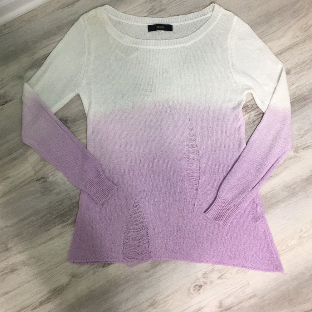 Forever 21 Distressed Ombré Sweater - Picture 2 of 8